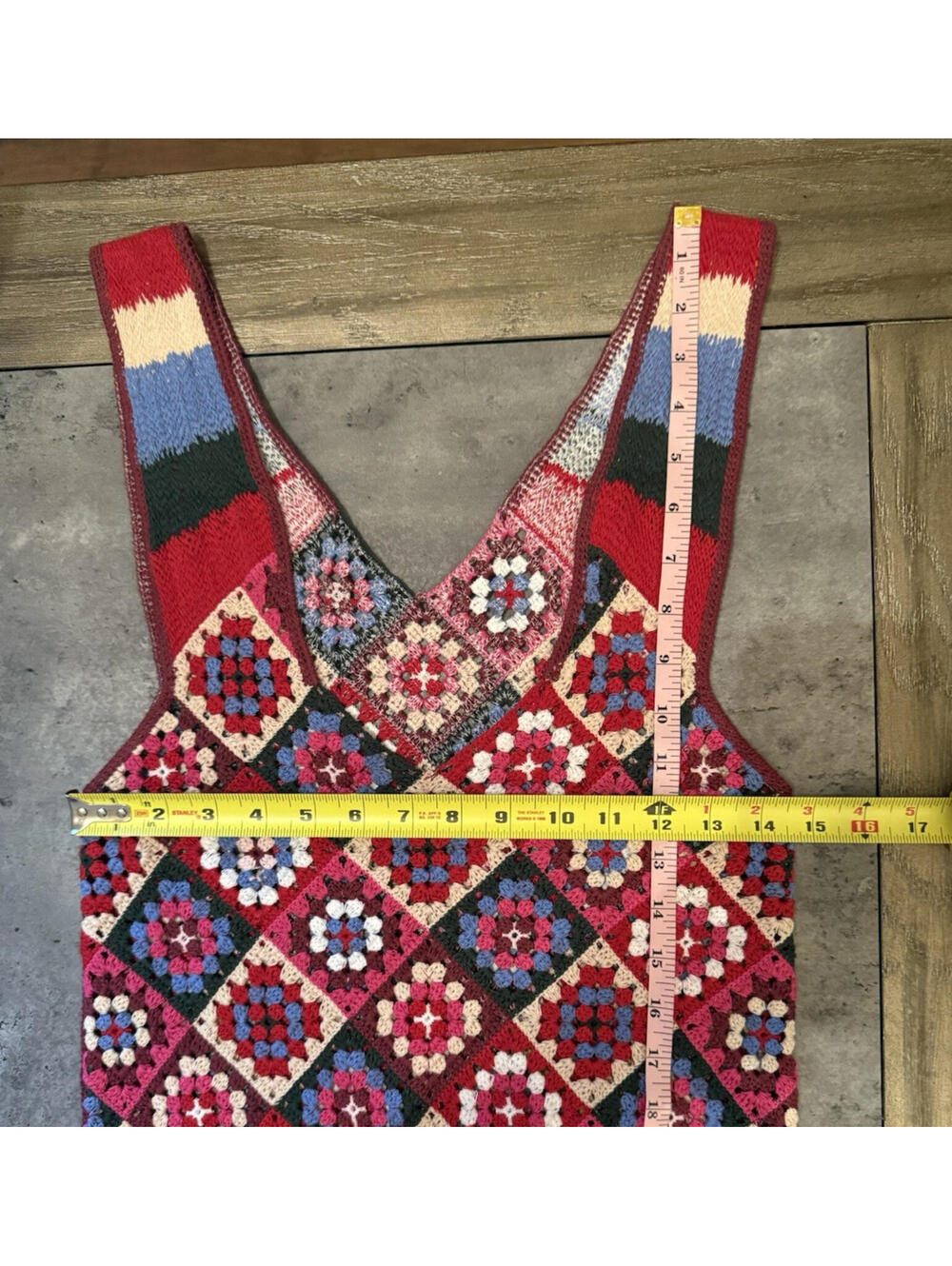 Zara Vibrant Multicolored Crochet Knit Maxi Sun Dress SZ M Approx. Boho - Picture 15 of 15